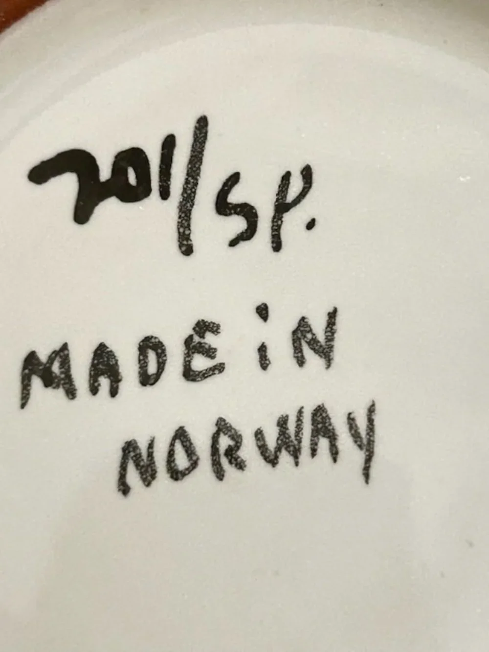 Vintage Signed Norwegian Mid-Century Folk Art Ceramic Handled Serving Platter